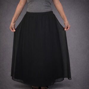 Old Navy Sheer Black Lined Maxi Skirt Elastic Waist Size L